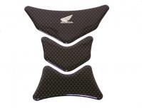 Image of Tank pad - 3 Piece, Carbon fibre look with Honda wing logo